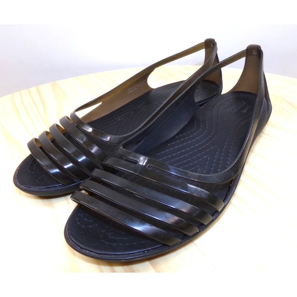 Crocs Isabella Huarache Jelly Sandals Womens Black Size 9 Slip On 202463 - Picture 1 of 8